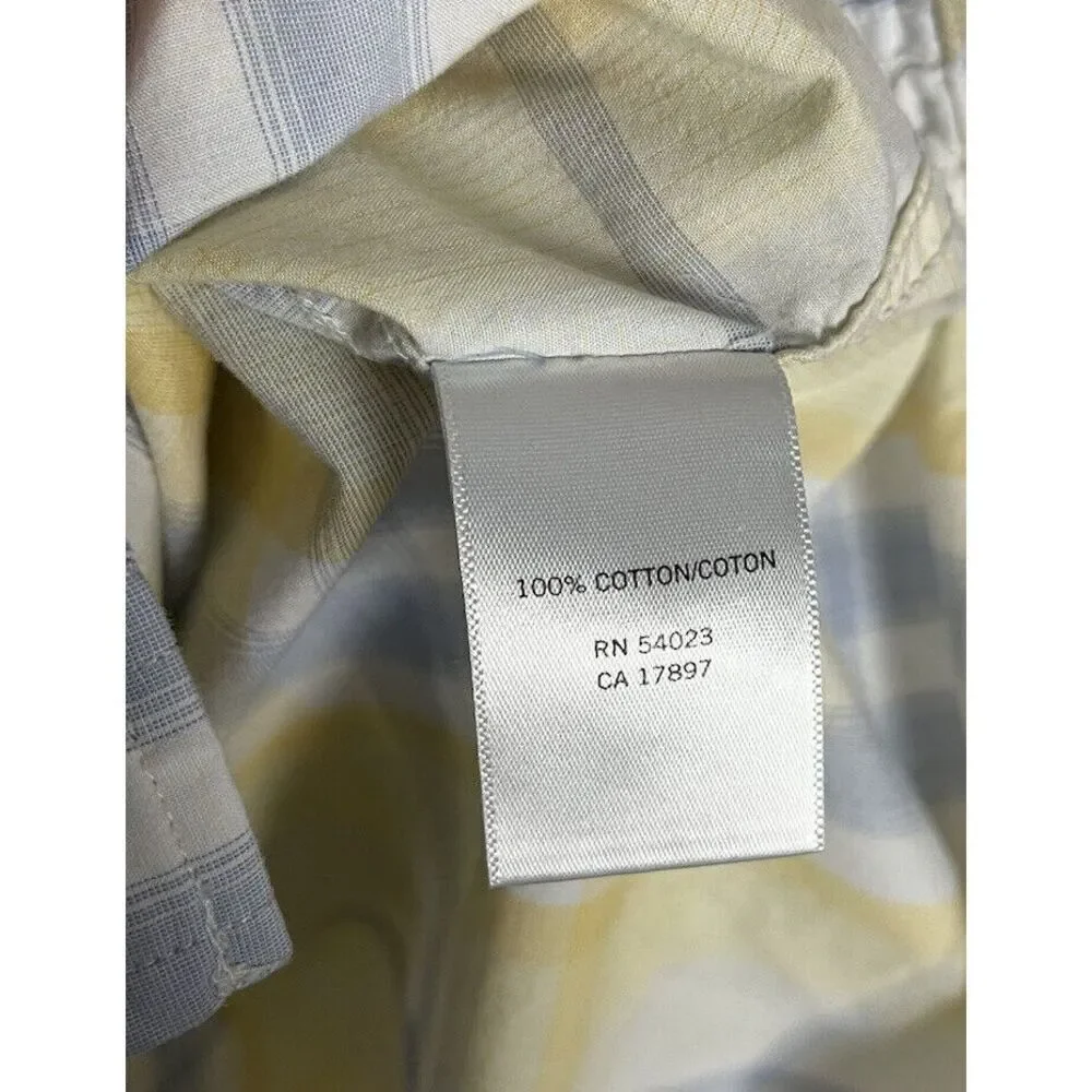 Banana Republic Button Up Shirt Mens L (16- 16 1/2) Roll Tab Sleeve Cotton Plaid